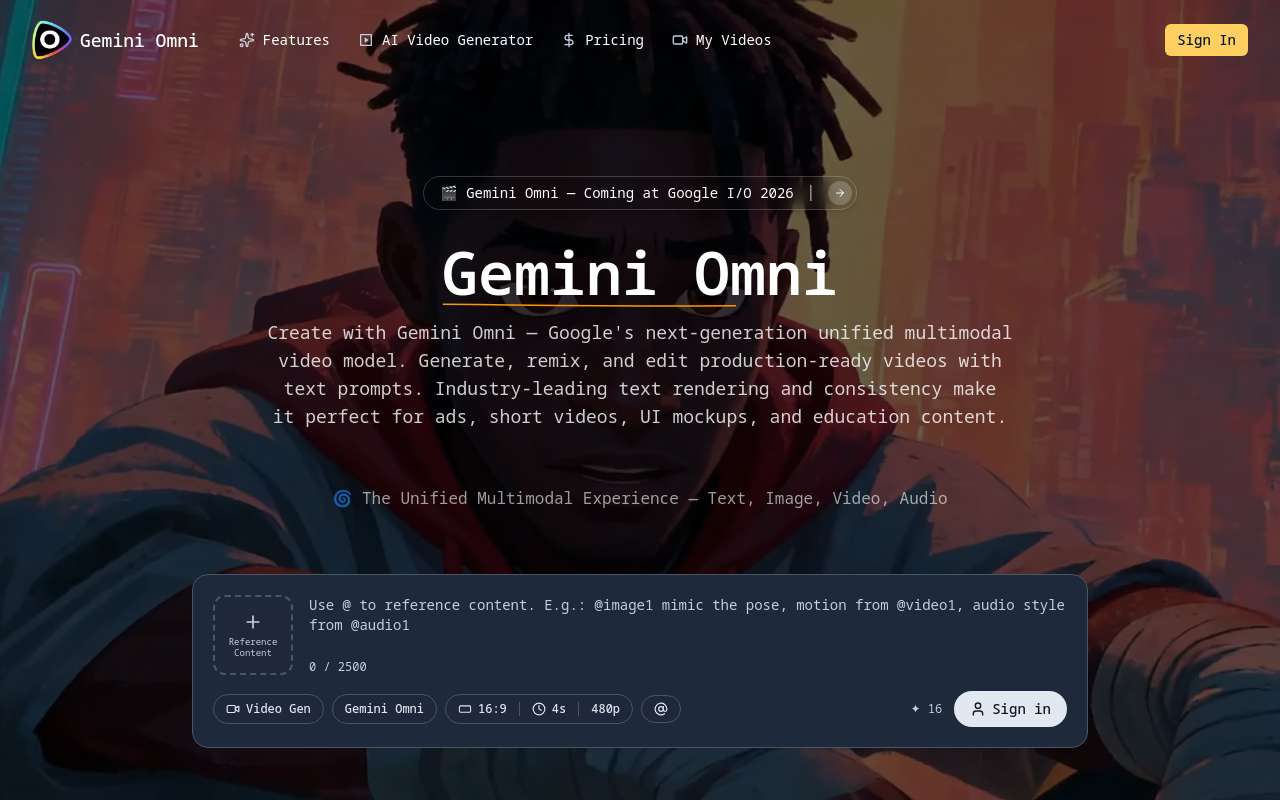Google 最新视频模型 Gemini omni 已经发布，快来 gemini-omni.ai 免费体验吧