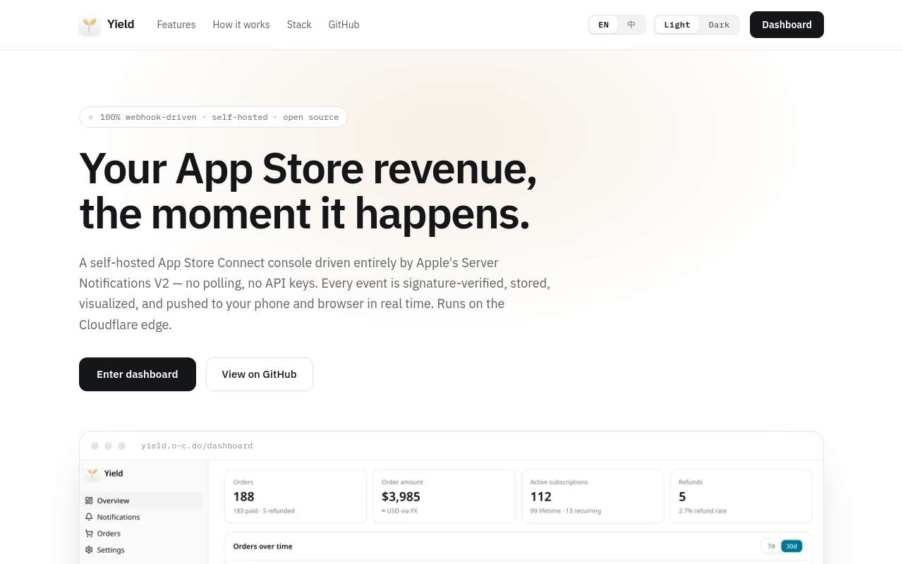 Yield - 自托管的 App Store Connect 订单查看控制台