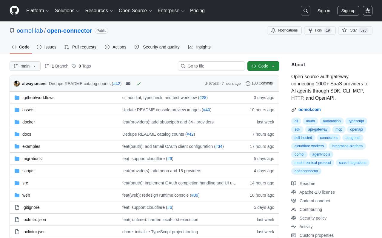 open-connector：自托管的 AI Agent 认证网关