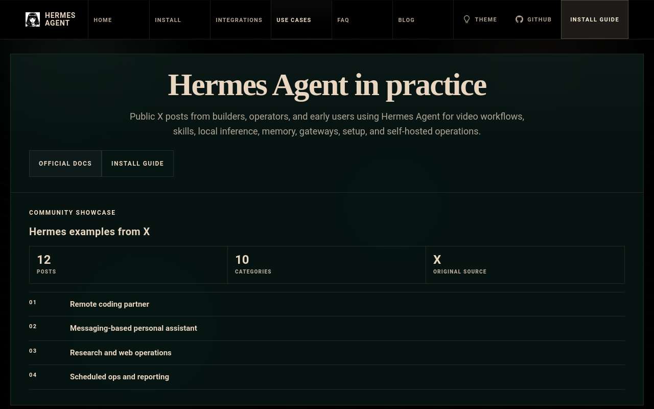 把 AI Hermes Agent 的几个实际使用场景整理成了页面，想听听大家怎么看