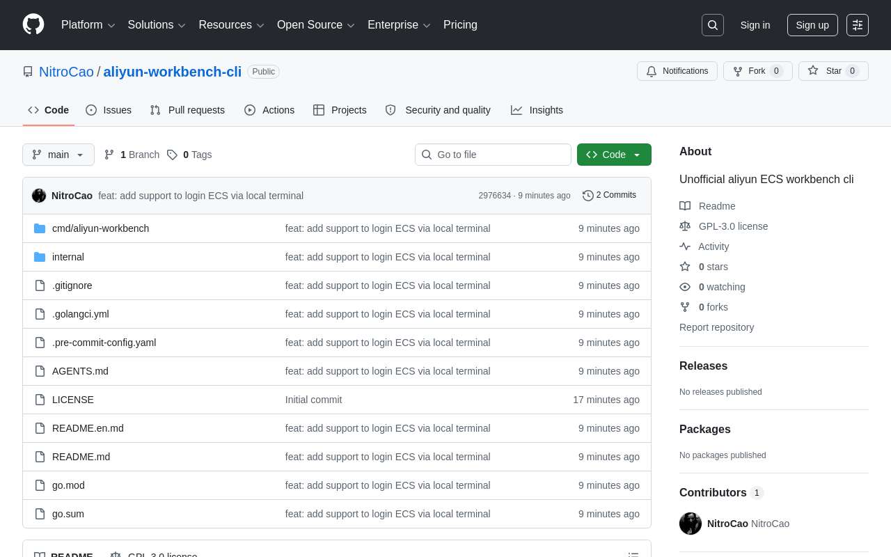 vibe coding 了一个 cli 版本的阿里云 ecs workbench，能在本地终端连接 web terminal 了