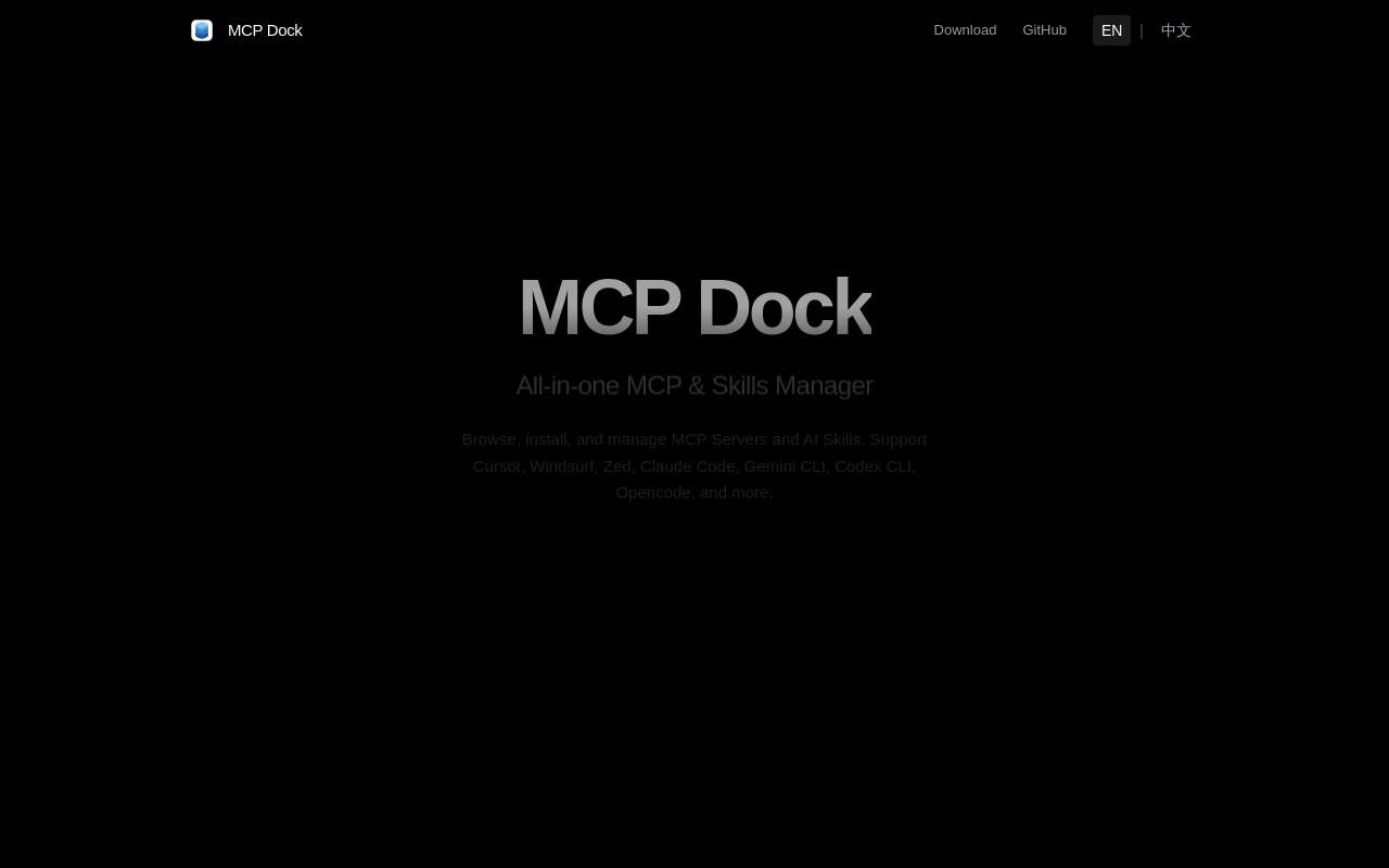 MCP Dock v1.3.1 现在支持 14 个 AI 客户端的 MCP 配置管理了