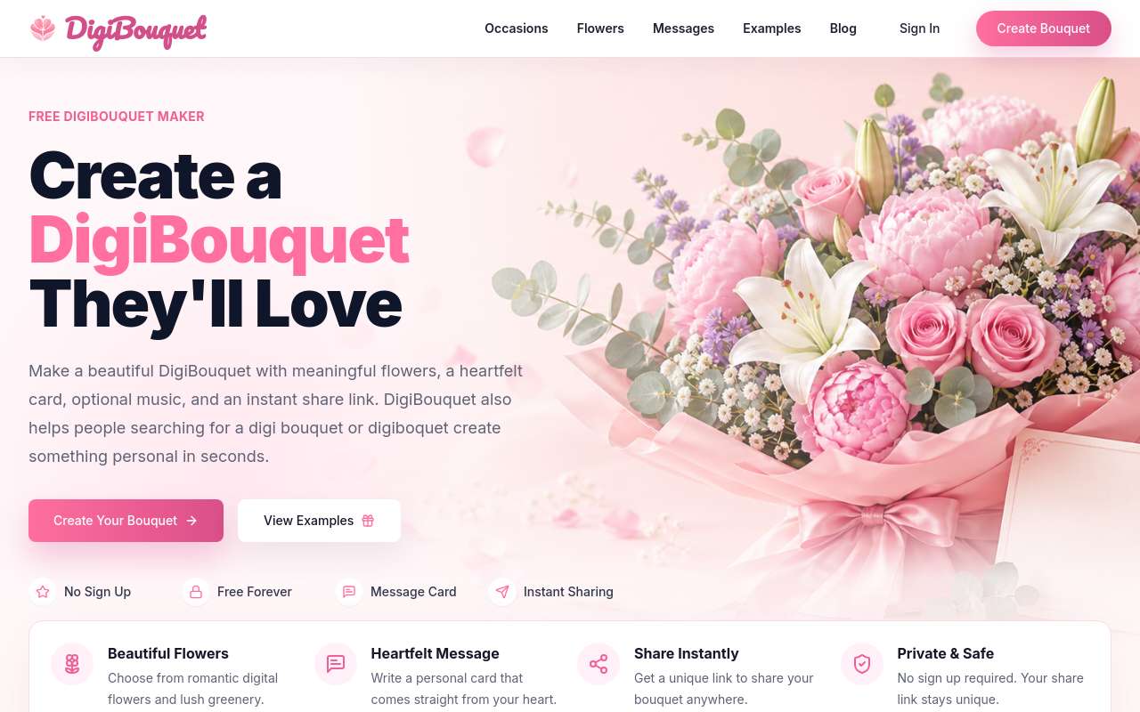 做了一个可以在线送数字花束的小工具: DigiBouquet