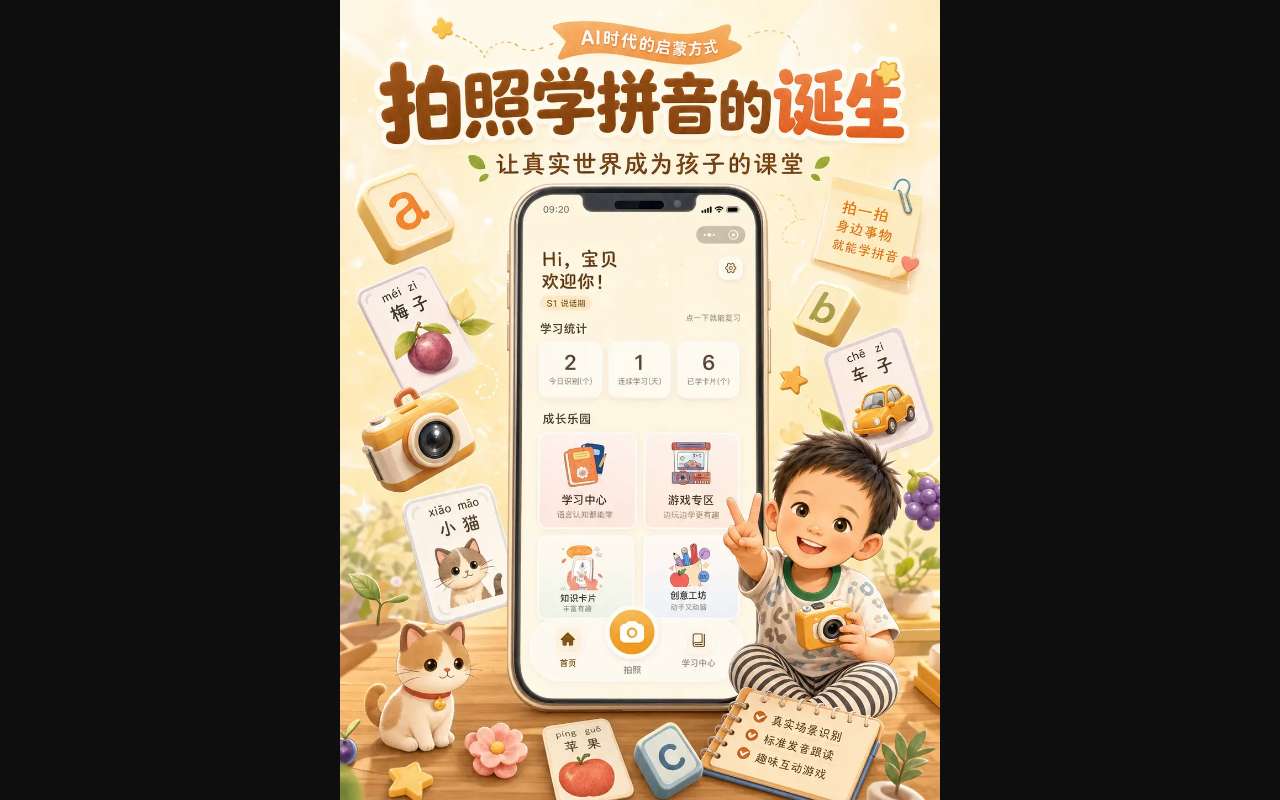 分享最近 AI 做的儿童启蒙产品:拍照学拼音(附兑换码)