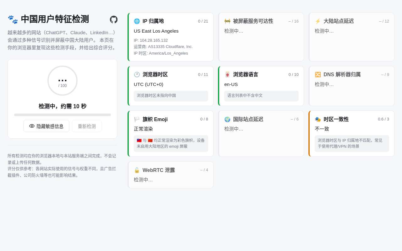 中国用户特征检测
