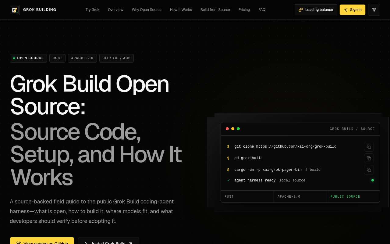 做了一个 Grok Build 开源指南和在线体验站,欢迎提建议