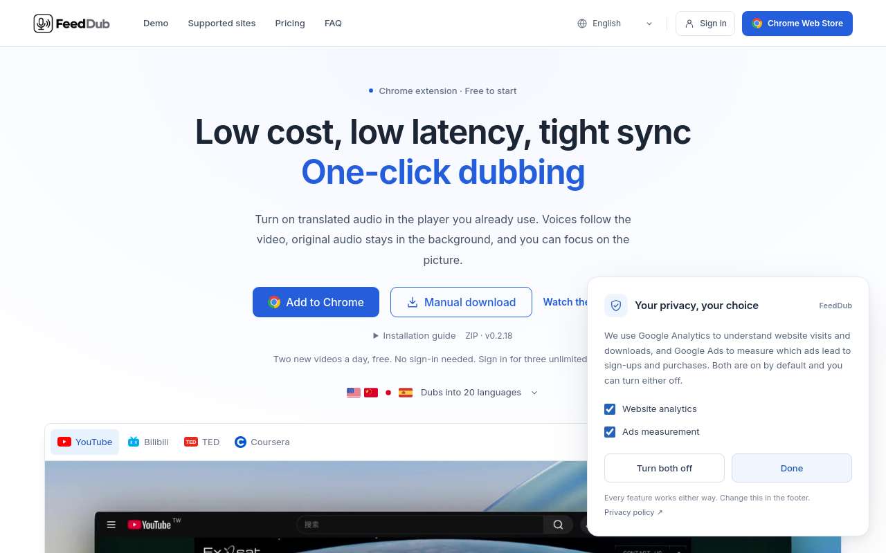 最近做了一个 youtube 语音翻译的 chrome 插件,送码了!